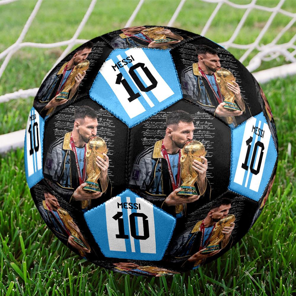 Messi 10 Number Argentina'S World Cup Glory Size 5 Soccer Ball Machine Sewn Indooroutdoor Training And Matches Perfect Commemorative Gift For Soccer L