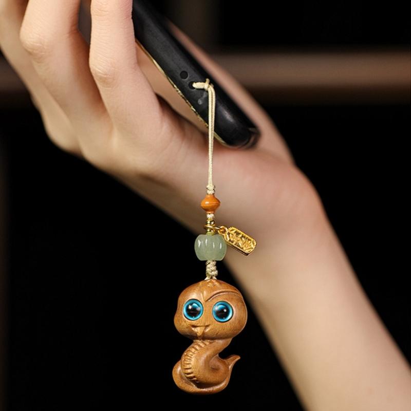 Vintage Snake Charm Keychain Chinese Zodiacs 2025 Festive Car Keyring Accessory Handmade Mobile Phone Chain Ornament