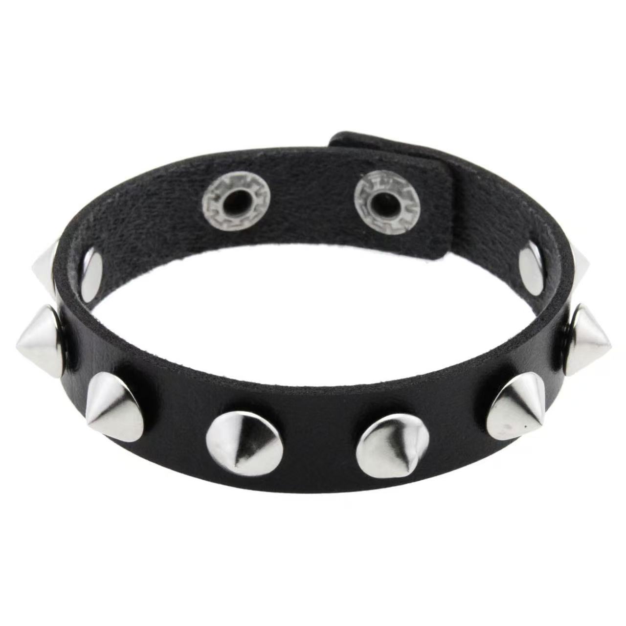 Yiran Sexy Lingerie Women's Stainless Steel Buckle Rivet Fashionable Pu Leather Couple Bracelet Gothic Trend Bracelet