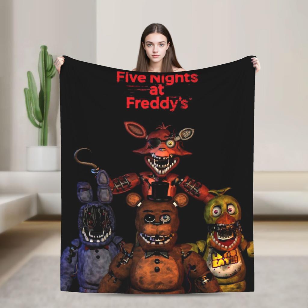 Super Soft FNAF At Freddys Throw Blanket Premium Fleece Flannel Lightweight Bed Blanket Cozy Plush Blankets All Season Use