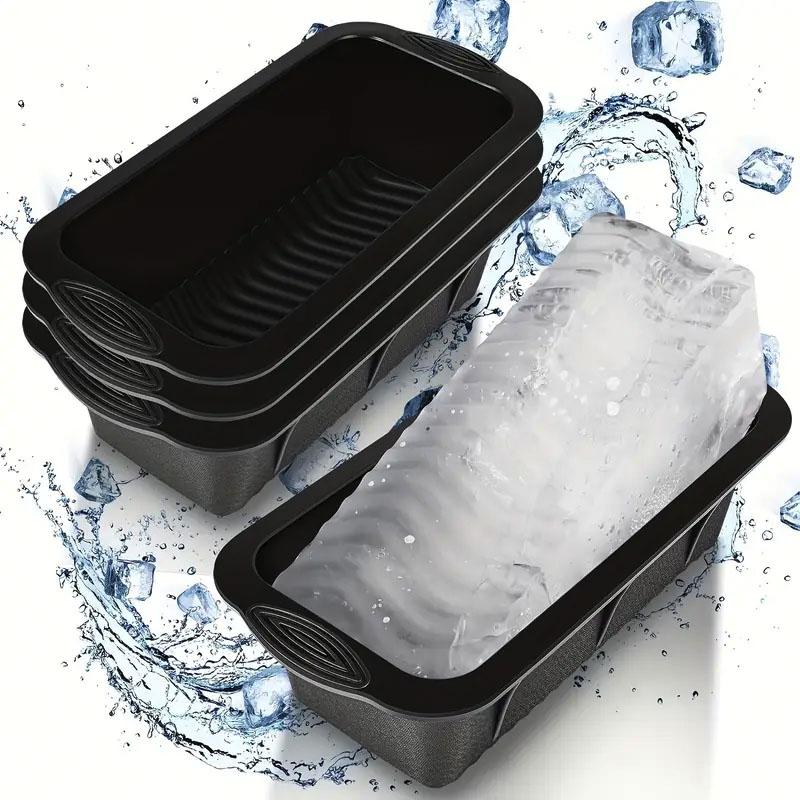 Extra velké formy na ledové kostky, 4ks Velké formy na výrobu ledových kostek Ledové cihly, opakovaně použitelný silikonový zásobník na velké kostky ledu