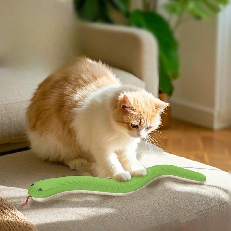 Interactive Snake Cat Toy with Catnip Crinkle Sound Plush Kitten Chew Toy for Teeth Cleaning