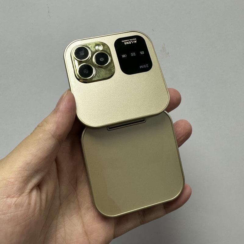 1 Set Speed Dial Blacklist Flashlight Call Recording 2 Sim Foldable Flip Small Box Phones For I16 Pro Mini Fold Mobile Phone