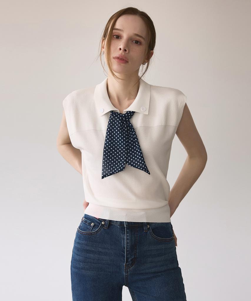 HYFVE Dot Ribbon Point Sleeveless Knit Top