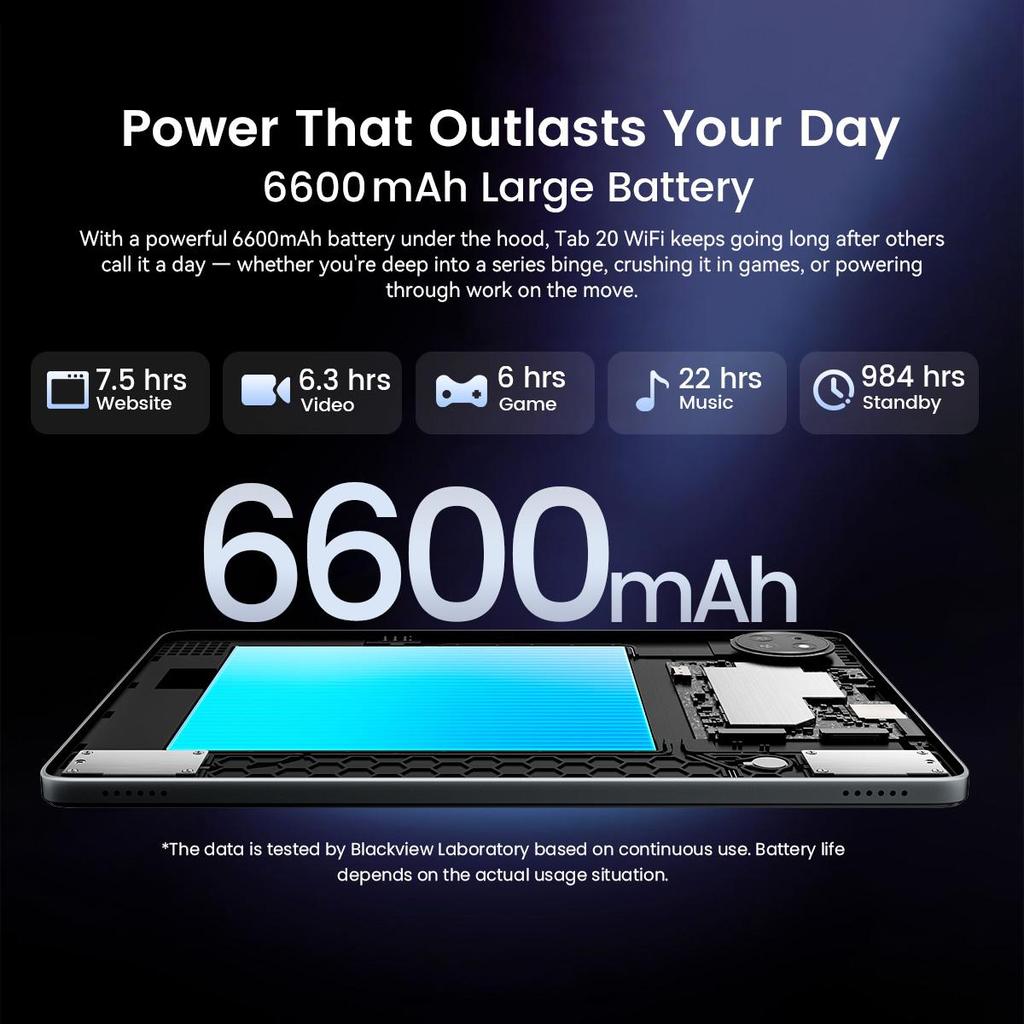 Blackview Tab 20 WiFi Tablet Android 15  10.1inch 4GB RAM 64GB ROM 6600mAh Battery Tablets