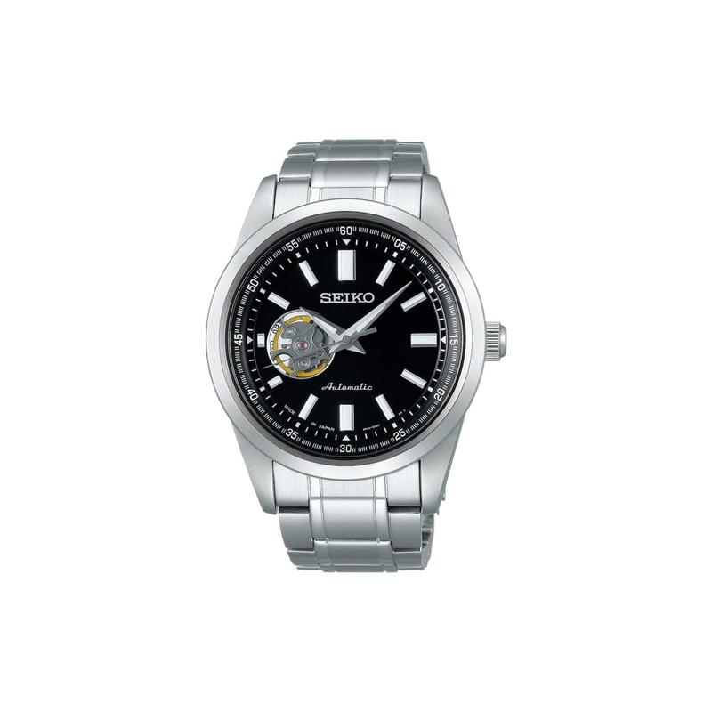 

SEIKO Fashionable Sterling Silver Business Style Mechanical Movement Steel Strap 42mm*51.5mm*11.6mm Men s Watch Black Dial SCVE053 чорний