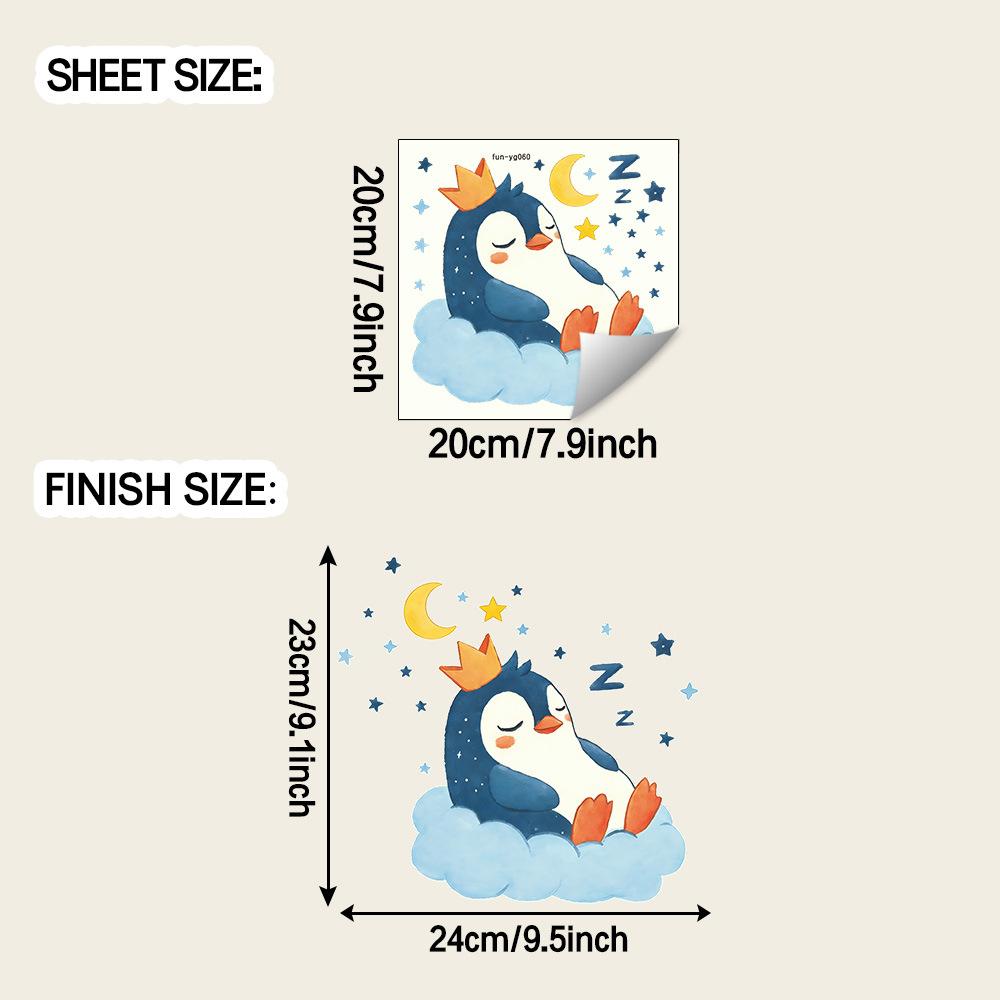 

Наклейки для украшения спальни с пингвинами для детской комнаты с мультяшным звездным небом и спящим пингвином.
