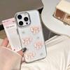 Korean Cute 3D Pink Bowknot Pearl Clear Phone Case For 16 15 14 13 12 11 Pro Max 16 Plus Shockproof Transparent Cover
