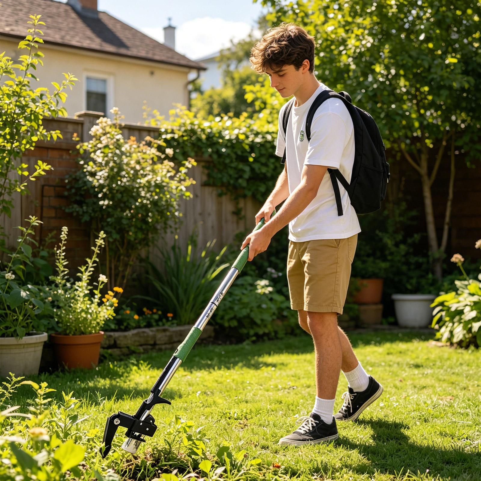 Garden Weeder Tool with Telescopic Aluminum Handle 3-Section Detachable Design Lawn Weed Puller for Outdoor Yard and Plant Maintenance One Size зелёный
