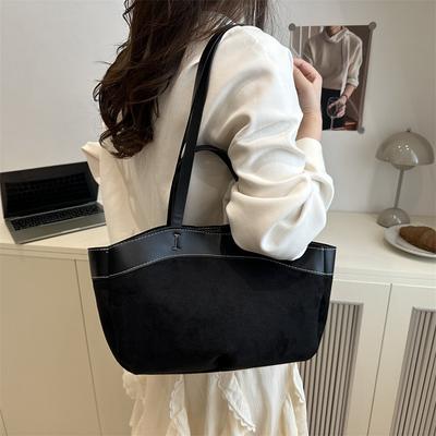 Retro Fashion Tote Bag Women's Autumn and Winter New Large-capacity Commuter Portable Vegetable Basket Single Shoulder Messenger Bag