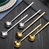 Stainless Steel Coffee Spoon Round for Head Spoon Korean Style Vintage Teaspoons