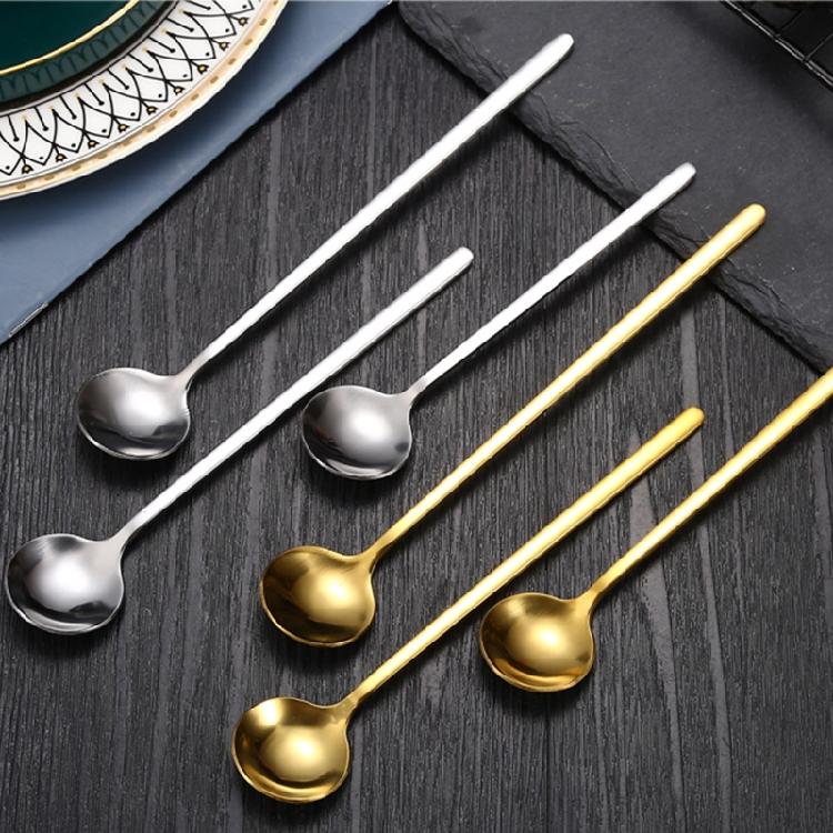 Stainless Steel Coffee Spoon Round for Head Spoon Korean Style Vintage Teaspoons
