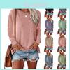 Lässiges Damen Langarm Baumwoll T-Shirt Mit Taschen Für Herbst Winter Komfort