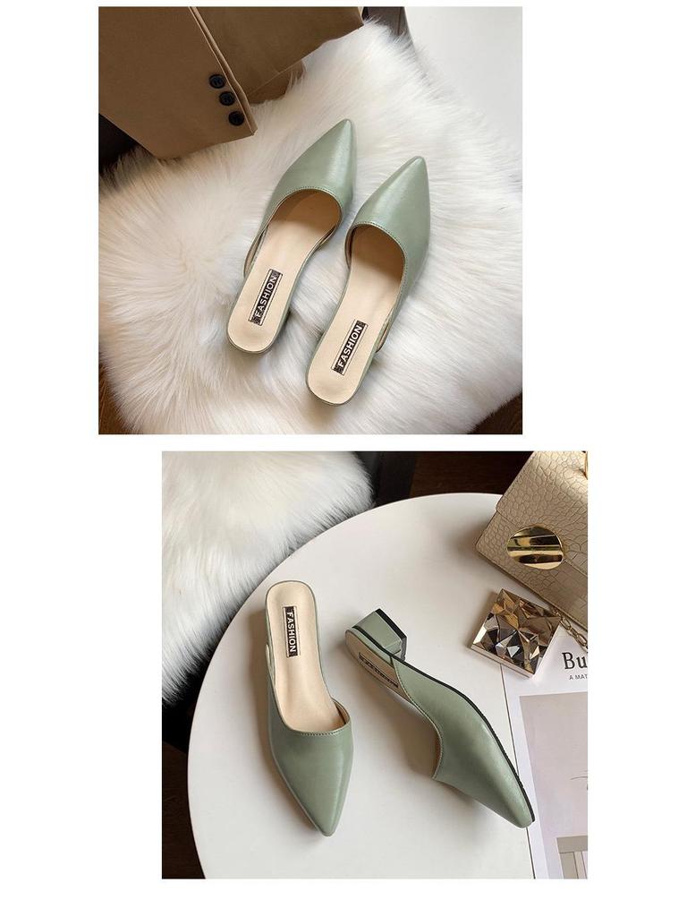 Dames 2023 Zomer Puntige Neus Middenhoge Hak Outdoor Muiltjes