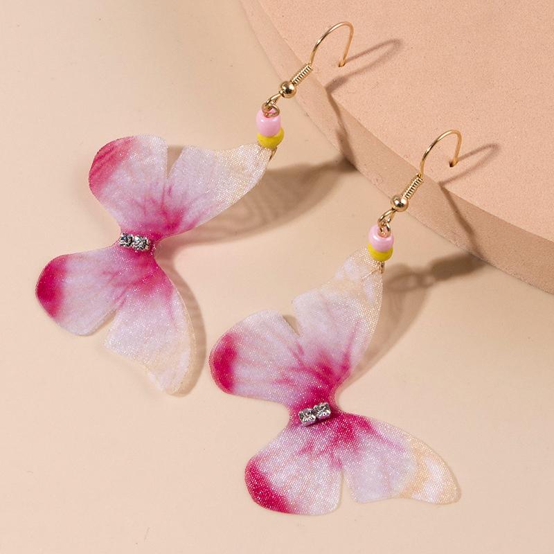 Bohemia Butterfly Drop Earring for Women Imitation Pearl Crystal Long Tassel Earring Party Wedding Jewelry Gifts