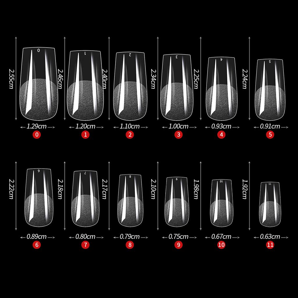 600Pcs Full Cover Half Frosted False Nail Tips Square French Fake Soak Off Gel Nail Extension Tips Press On Nails Nail Supplies