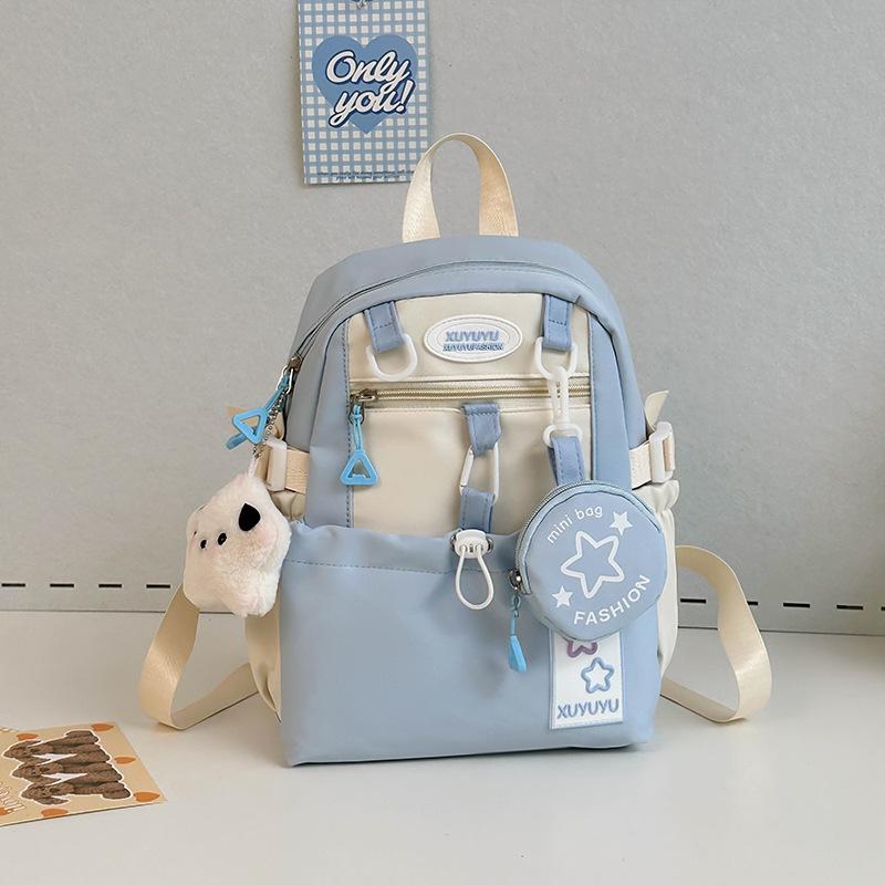 Schoolbag Cream Wind Campus Middle and High School Schoolbag Versatile Large Capacity Color Matching Leisure Ridge Backpack Travel Going Backpack