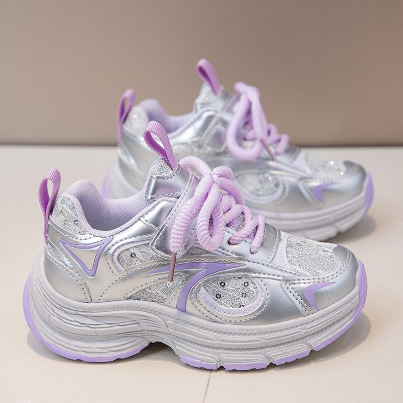 

Children s dad shoes 2025 spring new fashion trendy classmates running lightweight breathable girls sports shoes 32-37 yards whole box shot 48 pairs фиолетовый