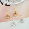 Korean Double Circle Zircon Stud Earrings - Women's Versatile Design