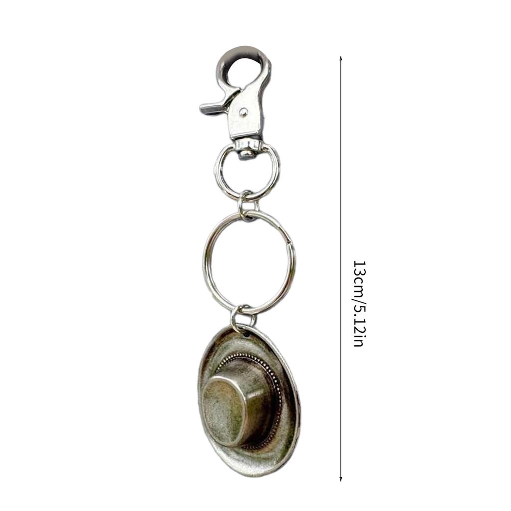Vintage Cowboy Hat Keychain Charm Fashionable Keyrings Personalized Bag Hanging Accessory for Men and Women
