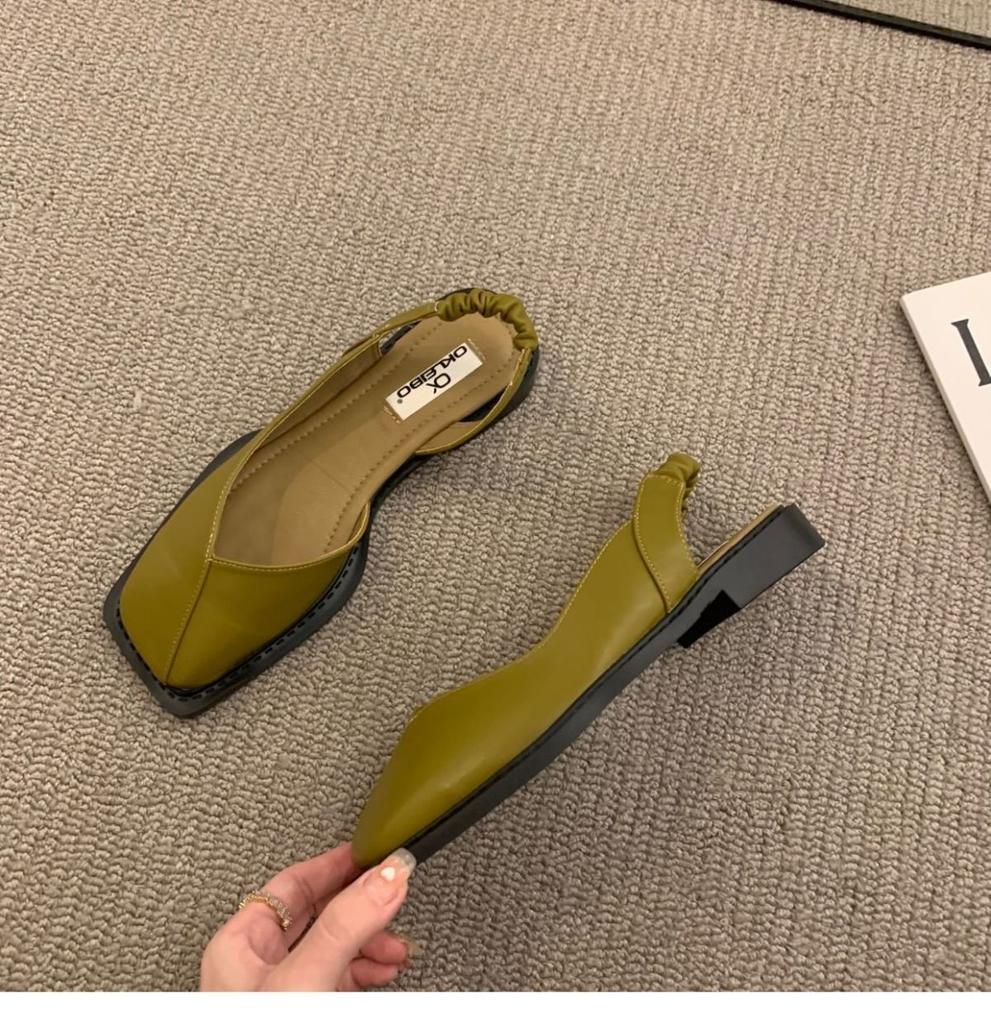Square Toe Womens Flats Shallow Mouth Elegant Womens Sandals Fashion Vintage Party Shoes Elastic Band Women Shoes Luxury Zapatos