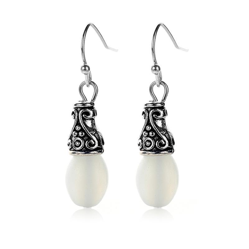 Retro Teardrop Gemstone Crystal Earrings Alloy