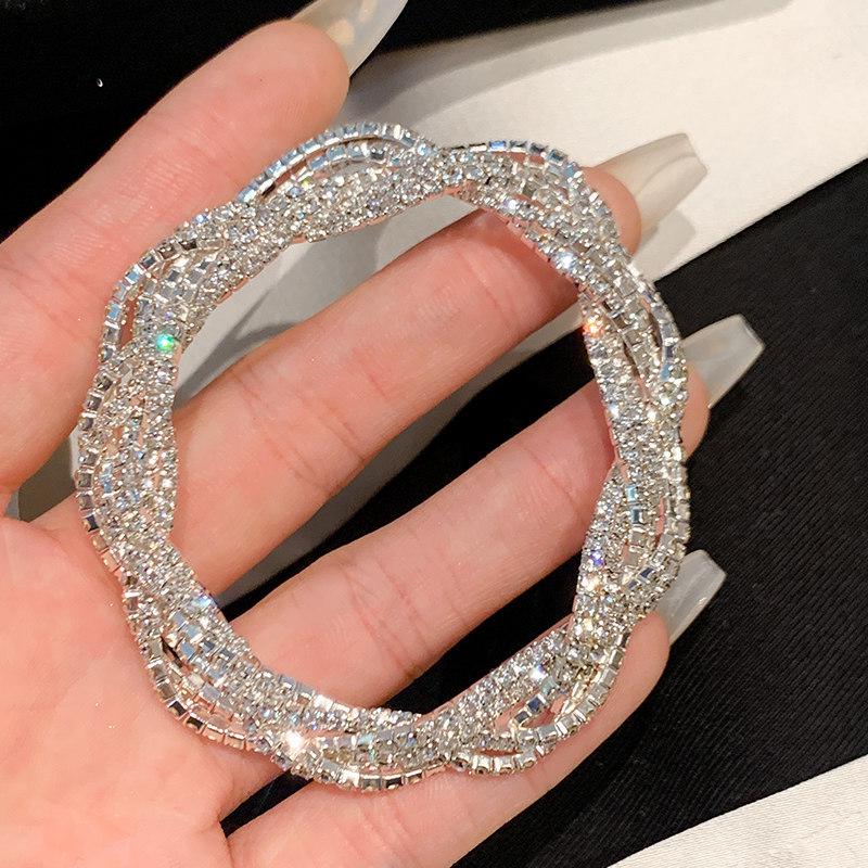 Women's Luxurious Rhinestone Beaded Bracelet - Multi-layer Twisted Rope Design, Elegant and Versatile Fashion Accessory