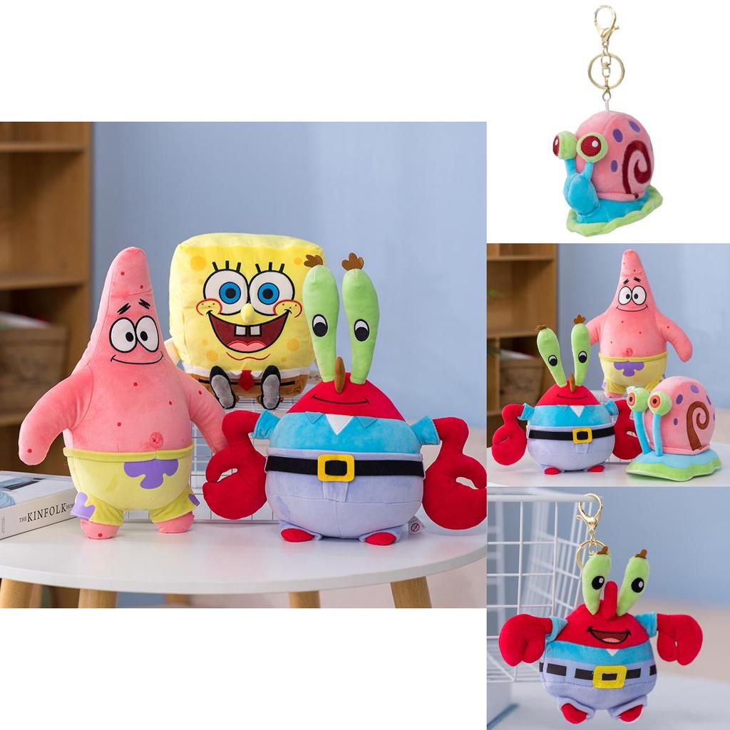 Fluffy Spongebob Patrick Star Squidward Plush Toy Pendant Soft Stuffed Doll For Girls And Boys