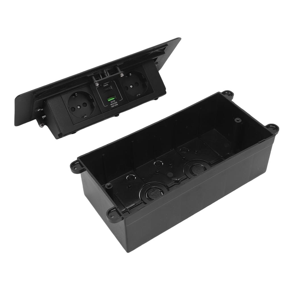 Desktop Socket Box 2 Prong Outlets USB Type C 20W Fast Charging Recessed Power Strip for Home