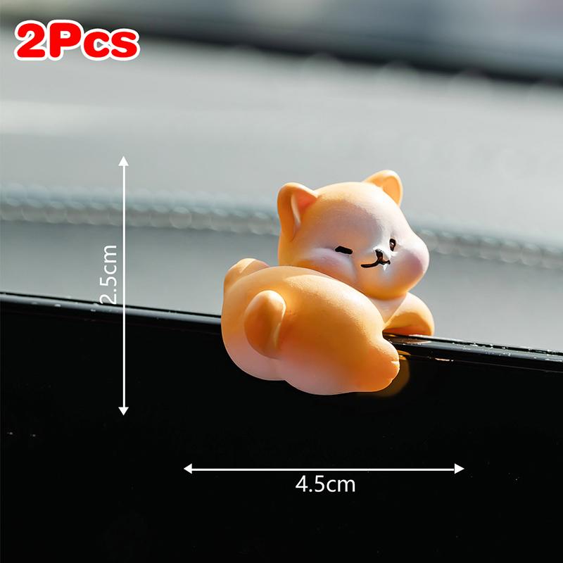 2Pcs Cute Cartoon Mini Small Animals Car Dashboard Accessories Funny Car Interior Ornaments Car Display Screen Decorations Gifts