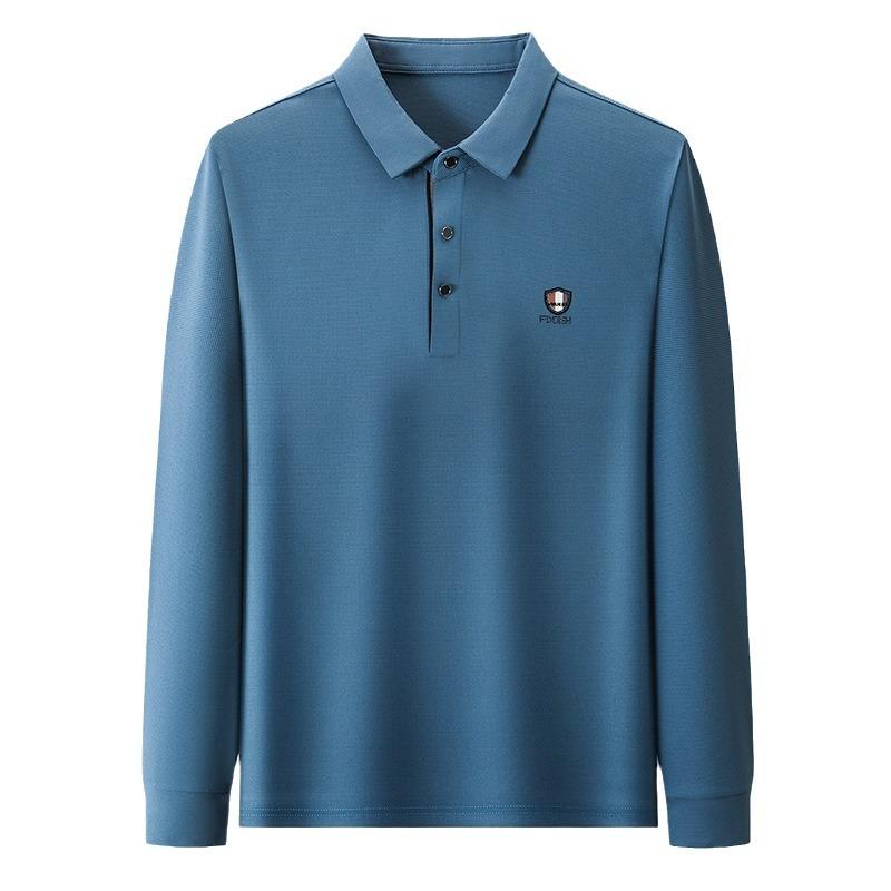 Traceless Long-Sleeved Polo Shirt Men'S Senior Sense Business Casual Elastic Lapel Polo