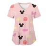 Miniso Minnie Mouse T-shirts V Neck Woman Clothes Hospital Tops Disney Top Women 2025 Nurse Uniform T-shirt Pocket Summer Tees