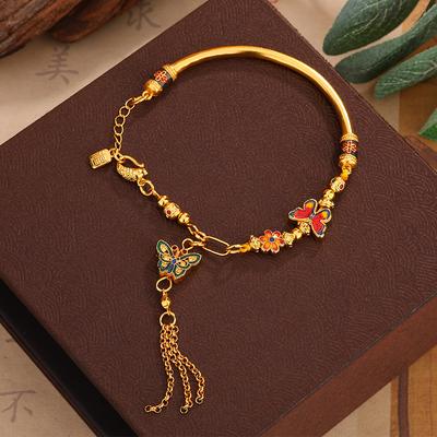 New Light Luxury Enamel Butterfly Tassel Bracelet Versatile and Non Fading Design Jewelry
