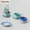 Kiln Fambe Crystal Glaze Coffee Mug With Plate Couple Handgrip Cups Afternoon Tea Mug Cup Saucer Kit Office Water Cup Teaware