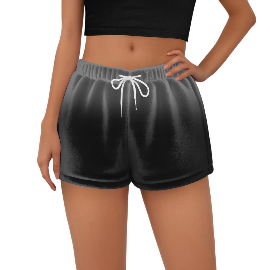 Women's Fashionable Loose-Fit Pajama Shorts With Fleece Gradient Print Casual Pants