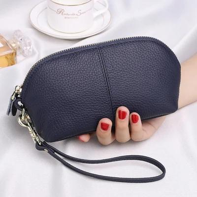 Genuine Leather women long wallet Zipper Wristlet Bag Lady Clutches Coin Purse Cowhide mobile phone bag evening party handbag