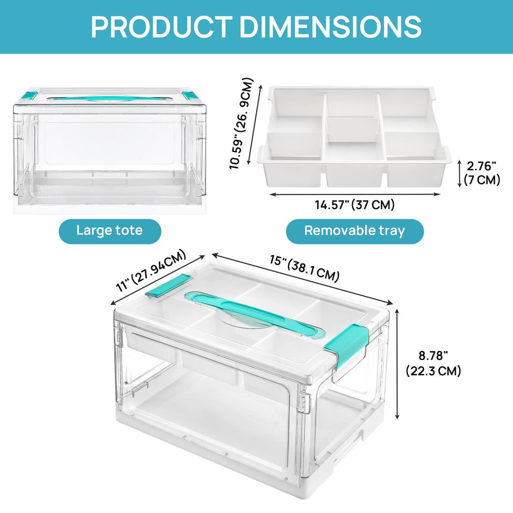 Transparent Plastic Craft Storage Box with Partition Large Capacity Household Goods Storage Box Toy Book Home Storage Box