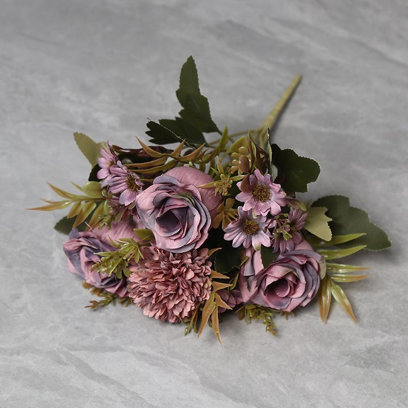 European Style Silk Rose Artificial Flower Bouquet for Home Décor and Weddings