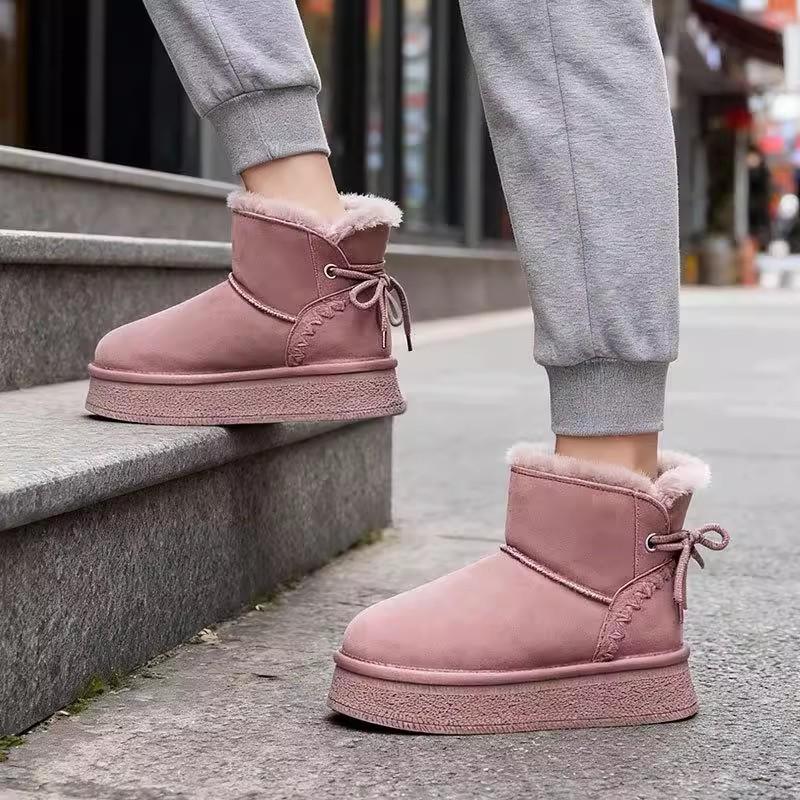 New Women's Snow Boots with Added Fleece and Thickened Cotton Shoes, Thick-soled Shoes, and Short-top Cotton Boots