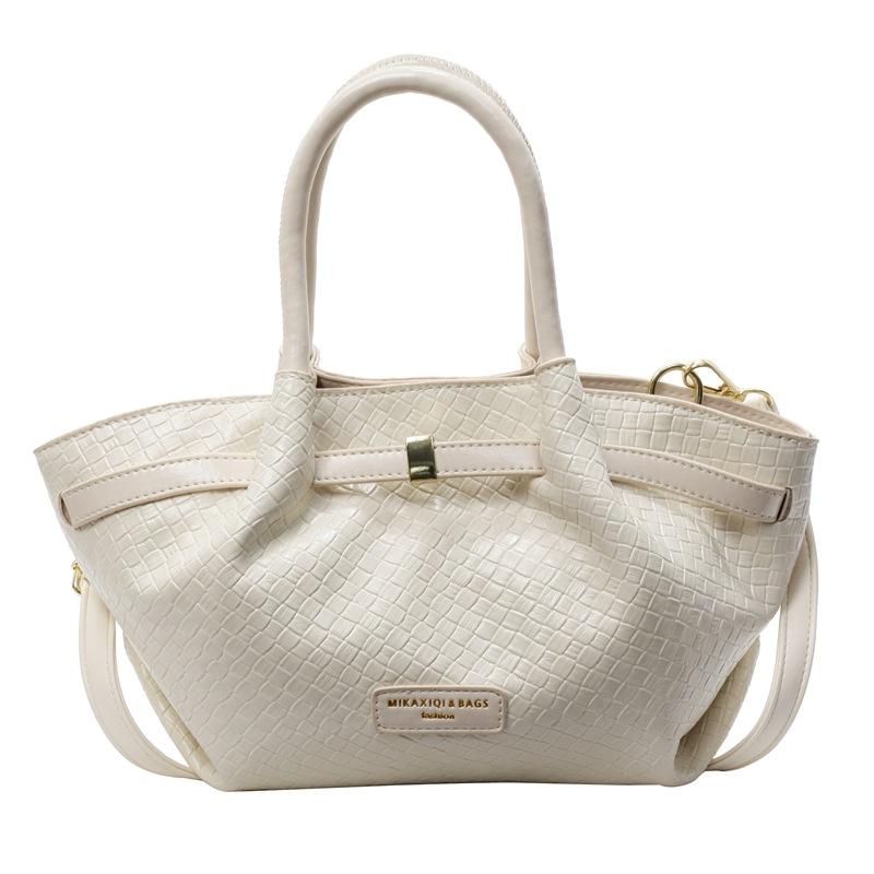 

Simple high-end wax leather big bag women s 2025 new fashion pleated tote bag large-capacity commuter shoulder bag