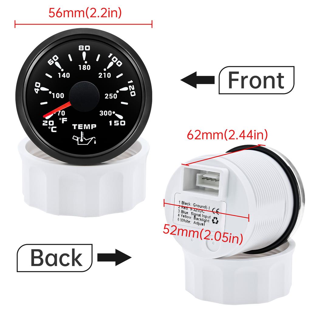 7 Color Backlight 52mm Oil Temperature Gauge+Sensor 1/8NPT for Car Boat Marine 2" 52MM Oil Temp Meter Indicator 20~150 Celsius