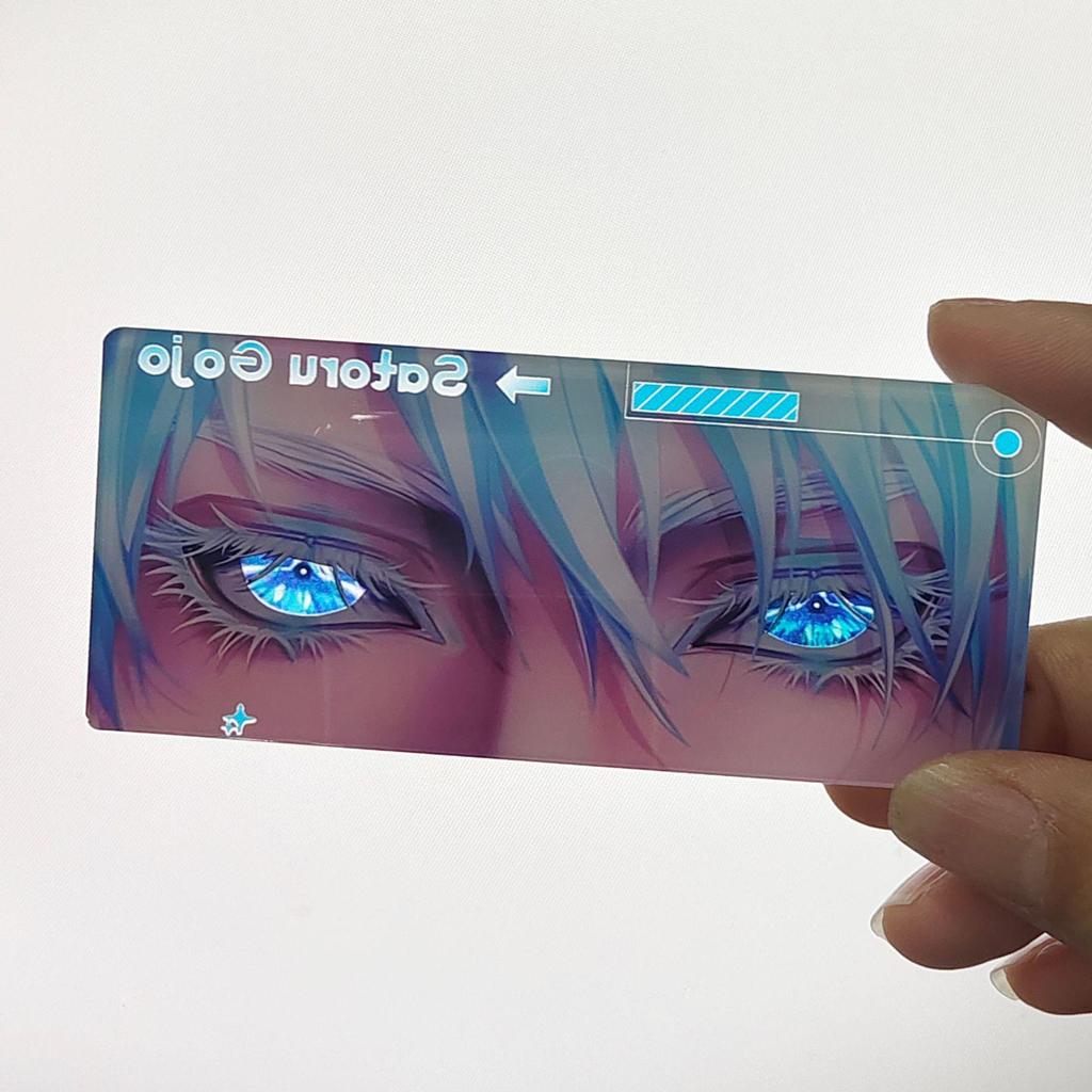 Ny Xiaohongshu Jujutsu Kaisen Anime Perifer: Transparent kort med høy verdi med reflekterende Gojo Satoru-øyne