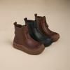 Autumn and winter new leather short boots women's flat-bottomed casual British style Martin boots soft-soled versatile fashion round boots women