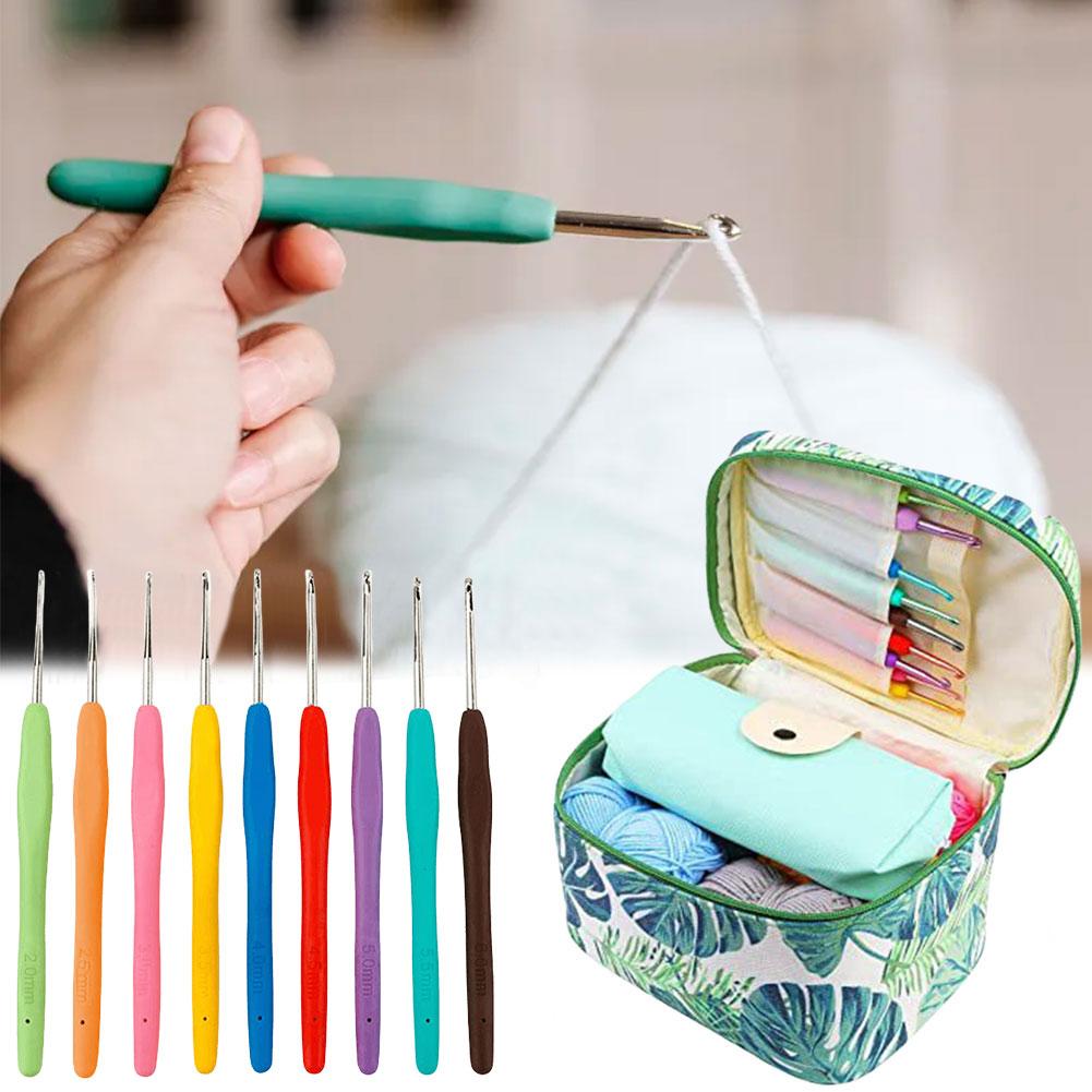 87Pcs Crochet Hooks Kit with Case Crochet Needles Weave Yarn Kit Ergonomic Handle Hand Knitting Art Tools for Beginners