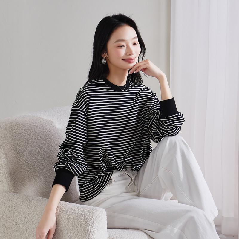 SOFSIL 2026 Spring Women's Striped Sweatshirt