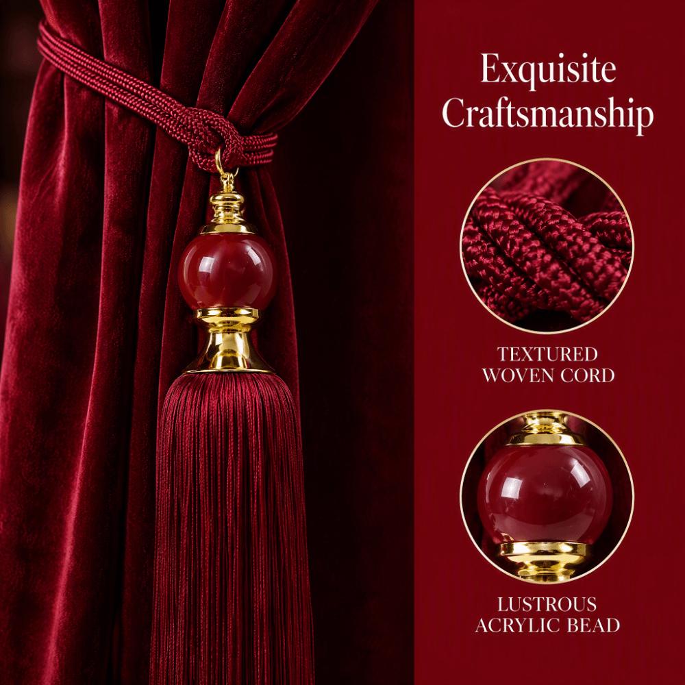 2Pcs Set Handcrafted Braided Curtain Tieback Tassel Fringe Tassel Curtain Tieback  Window Decoration