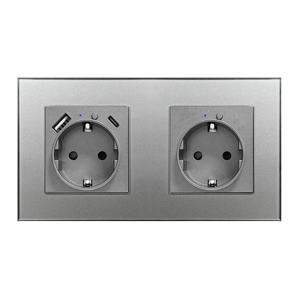 Model 153 Smart WiFi Wall Socket with Tempered Glass Panel - Alice Voice App Compatible