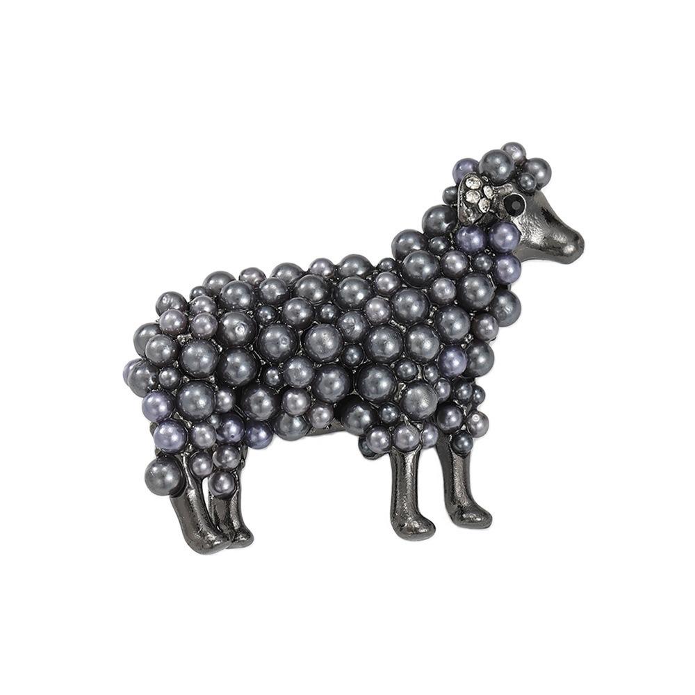 Pearl Decor Animal Pin Zinc Alloy Lamb Badge Exquisite Sheep Brooch Suit Accessory