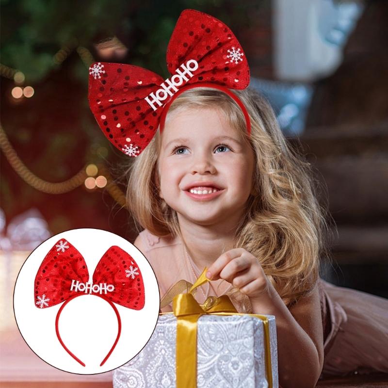 Spiral Christmas Tree Shape Hair Hoop Cute Bowknot Star HOHOHO Hair Holder Christmas Party Headwear for Teenagers
