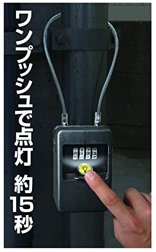 Nomura Tech Key Storage Box, Wire Type Key Stock Mini with LED Light, N-1289 Black (Key Stock Body) 6.3cm (W) X 9.5cm (H) X 5.2cm (D), (Steel Wire) 45